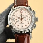 BREITLING 1884 Premier 7750 Movement White Dial 42mm Dark Brown Leather Watch Strap Replica Watch